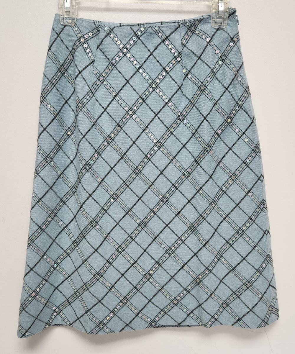 TRIBECA Studio Women Light Blue w Black Lines Skirt-Size 4P